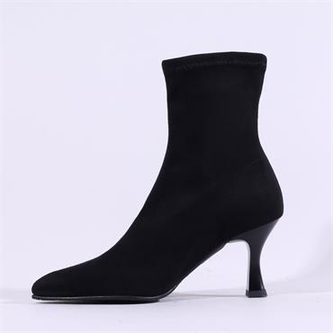 Miss Elastic High Heel Point Ankle Boot - Black